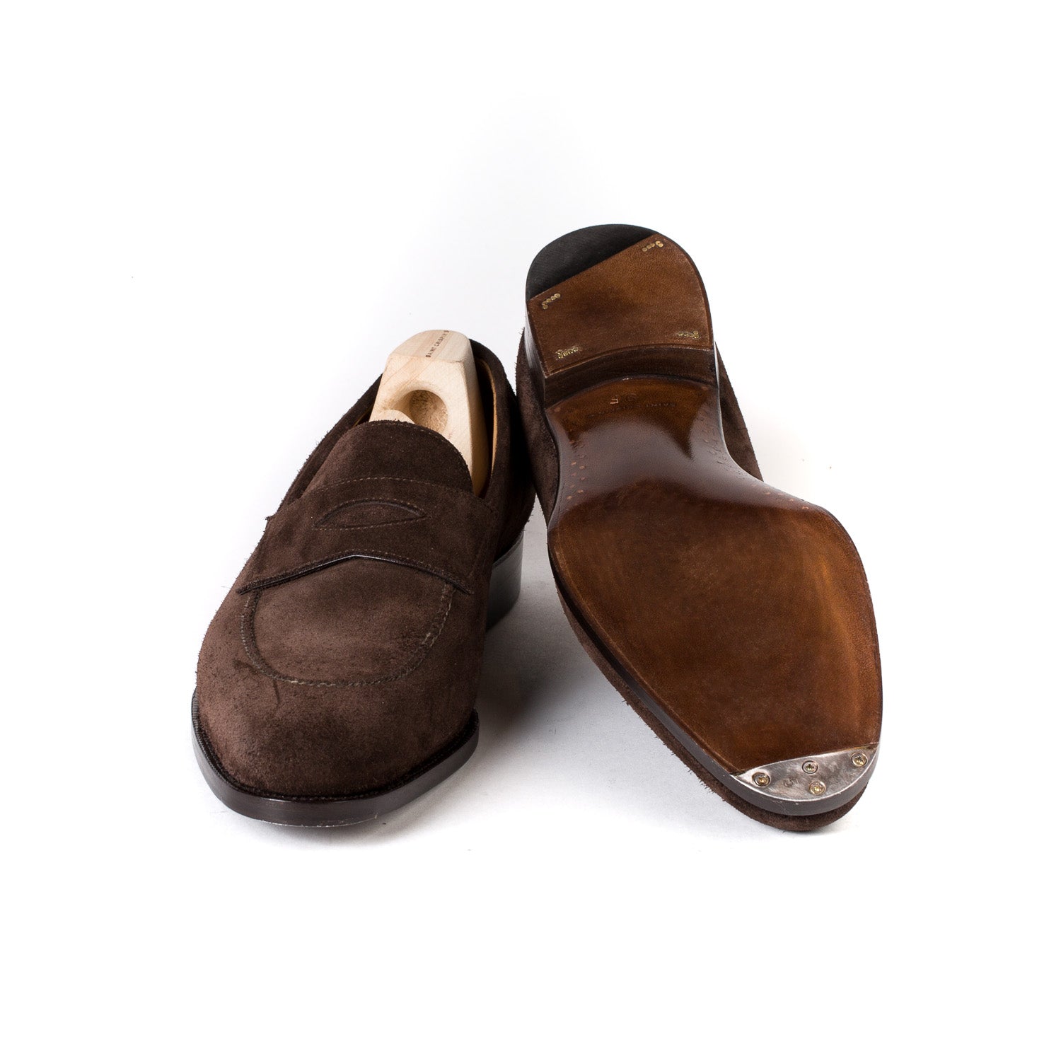 Loafer "Dress Penny" aus dunkelbraunem Rauhleder - reine Handarbeit